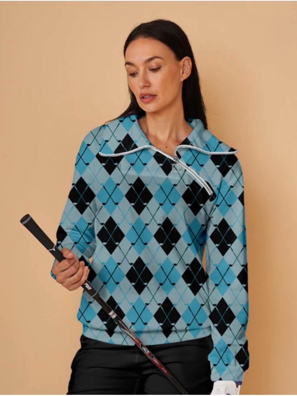 Acegolfs Not So Classic Argyle 1/4 Zip Golf Sweatshirt NWT